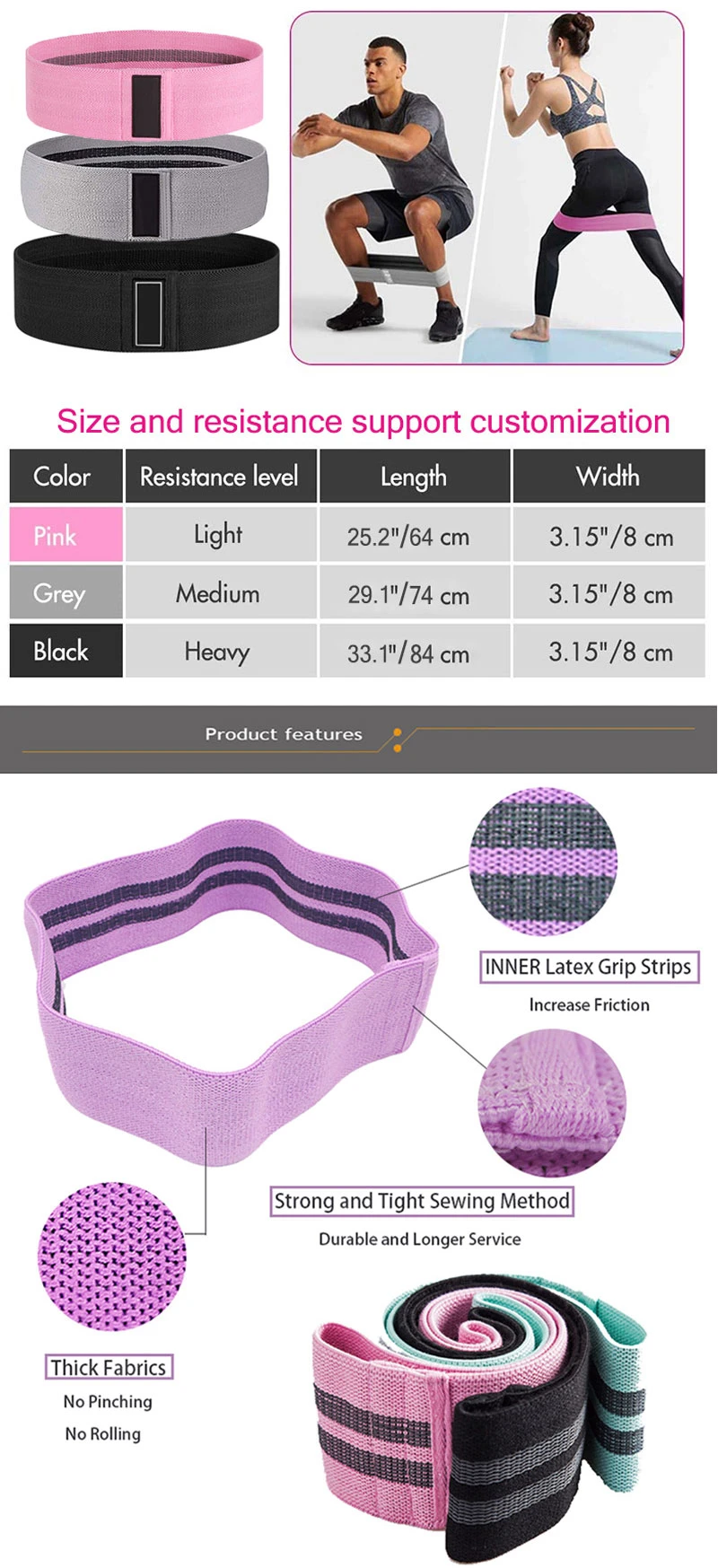 Body Shaping Polyester Exercise Bands Long Elastic Exercise Training Resistance Band